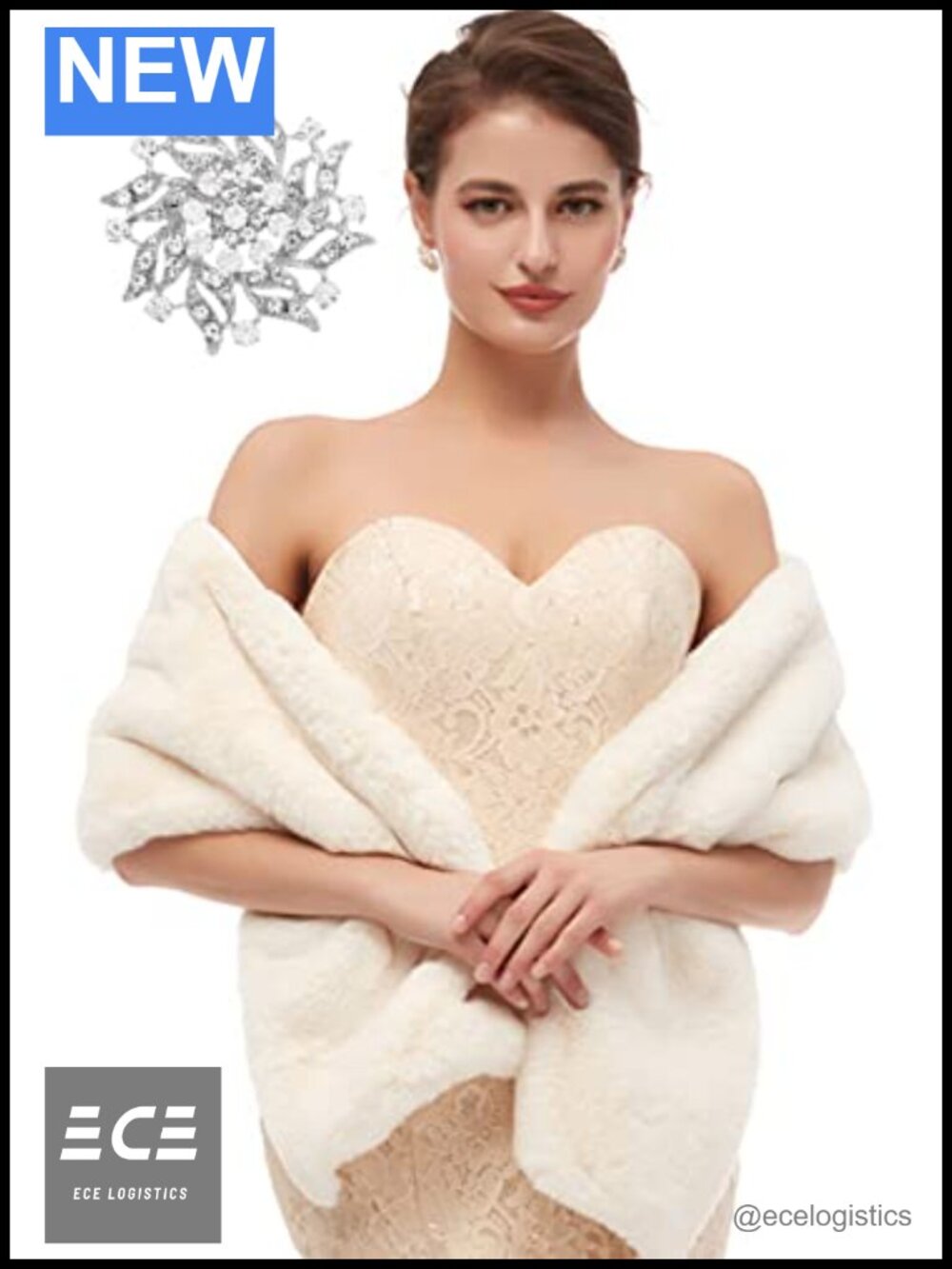 Faux Fur Shawl Wedding Wrap Evening Bride Stole for Women